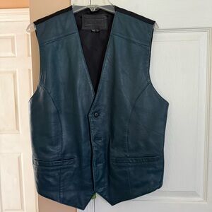 Men's Leather Vest - Dark Green
